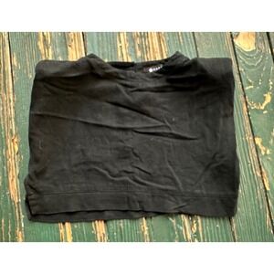 Hapari Black Linen Blend Crop Top Sleeveless Side Button HSET0008 Small